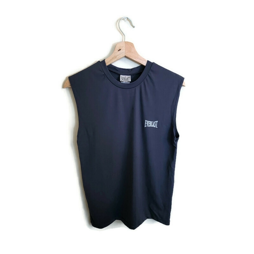 EVERLAST Men's Black/Gray Round Neck Sleeveless Athletic Performance Shirt M